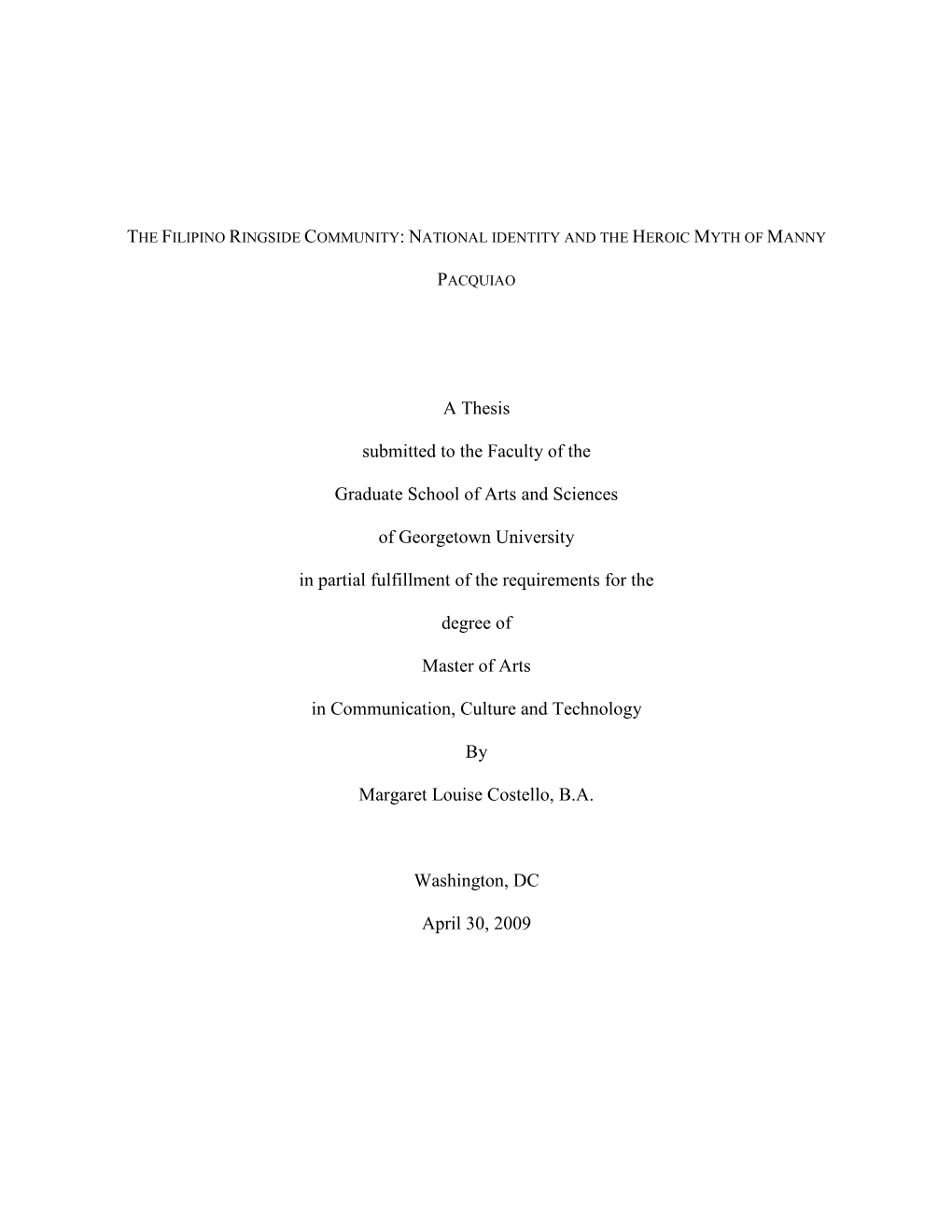 The Filipino Ringside Community: National Identity and the Heroic