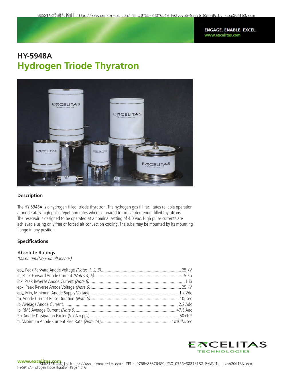 HY-5948A Hydrogen Triode Thyratron