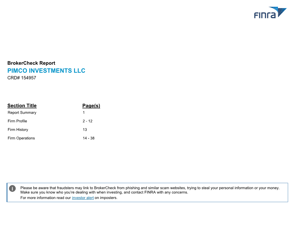 Pimco Investments Llc Crd# 154957