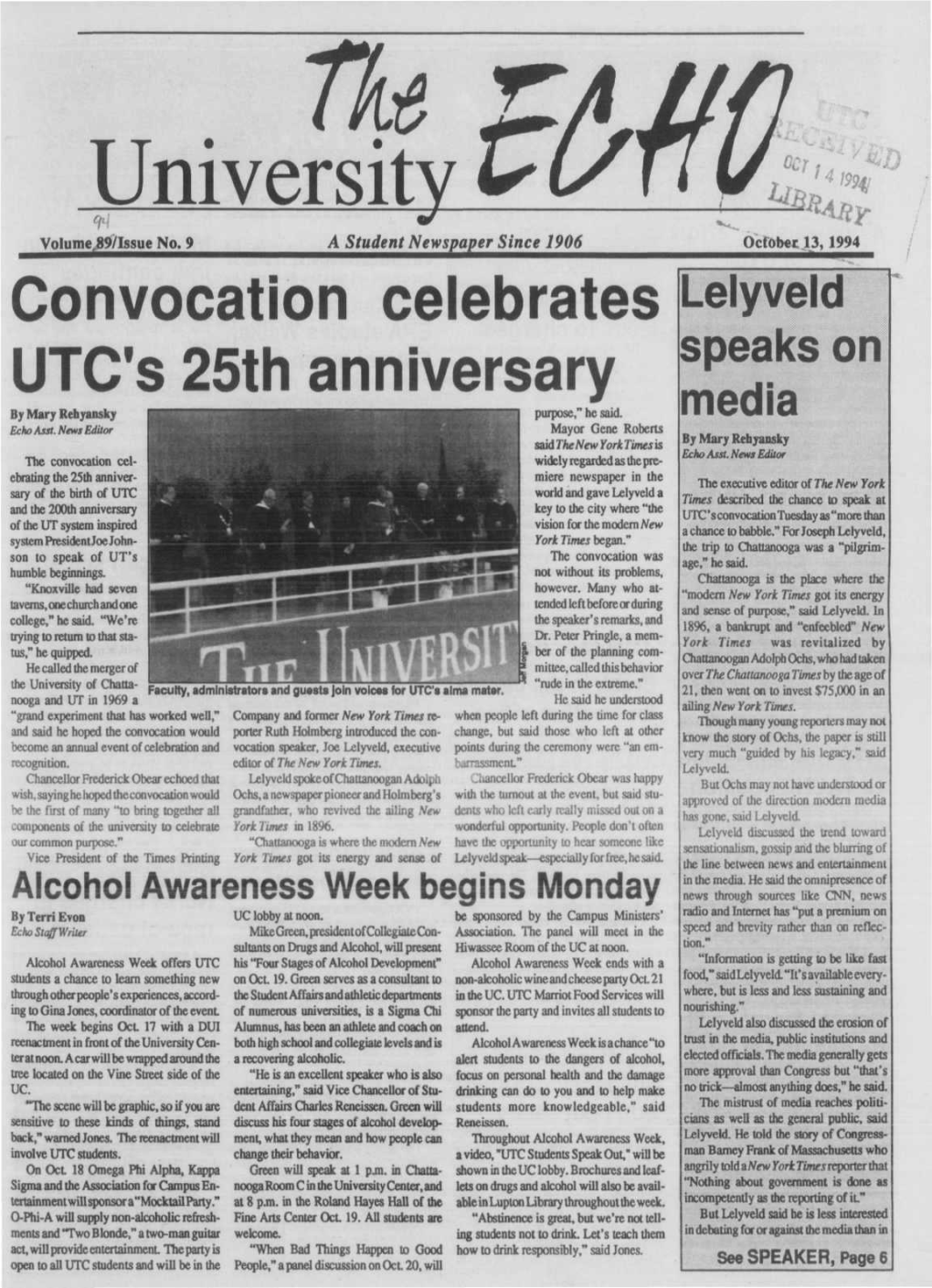 Convocation Celebrates UTC's 25Th Anniversary