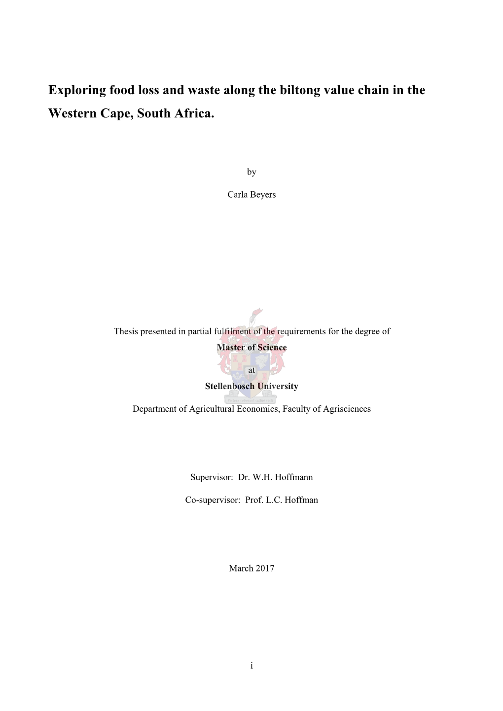 Exploring Food Loss and Waste Along the Biltong Value Chain in the Western Cape, South Africa