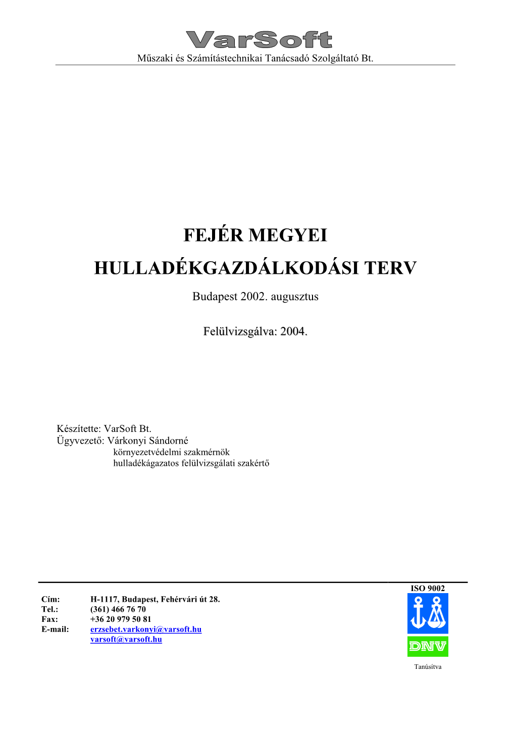 Hulladékgazdálkodási Terv