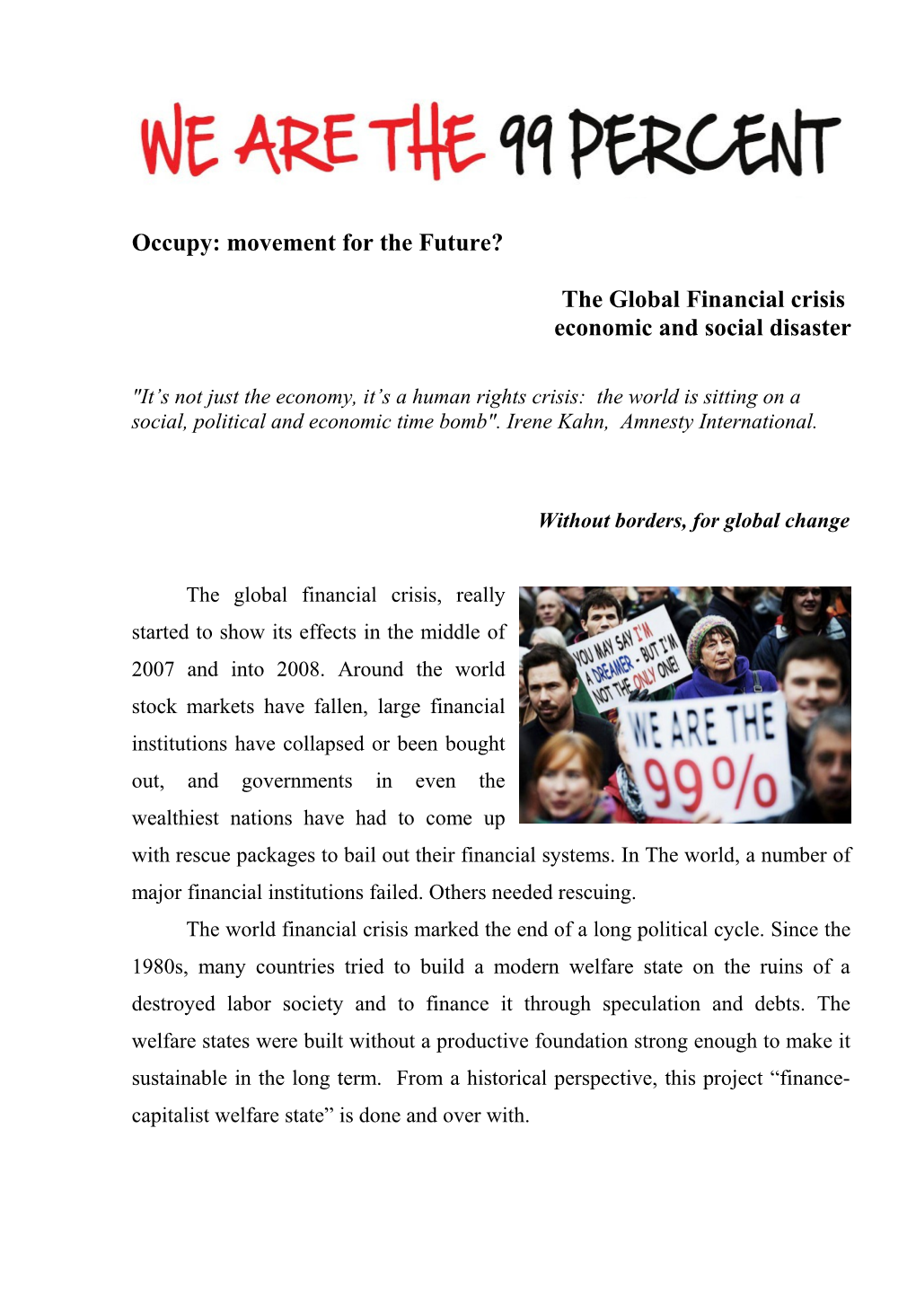 The Global Financial Crisis