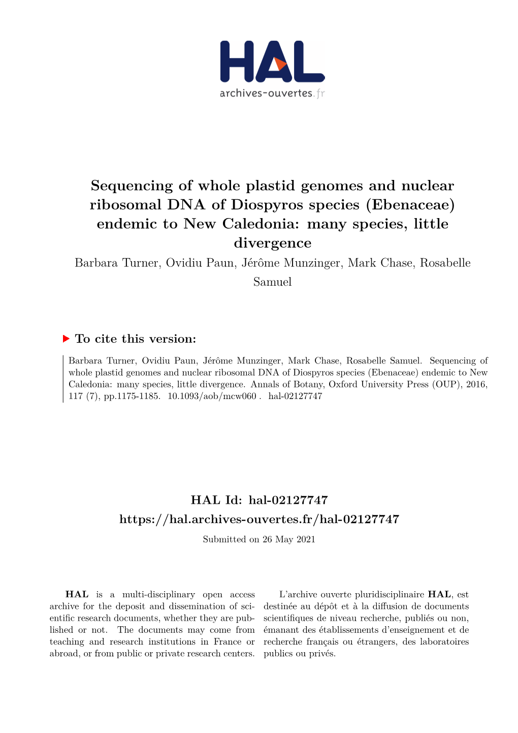 Sequencing of Whole Plastid Genomes and Nuclear