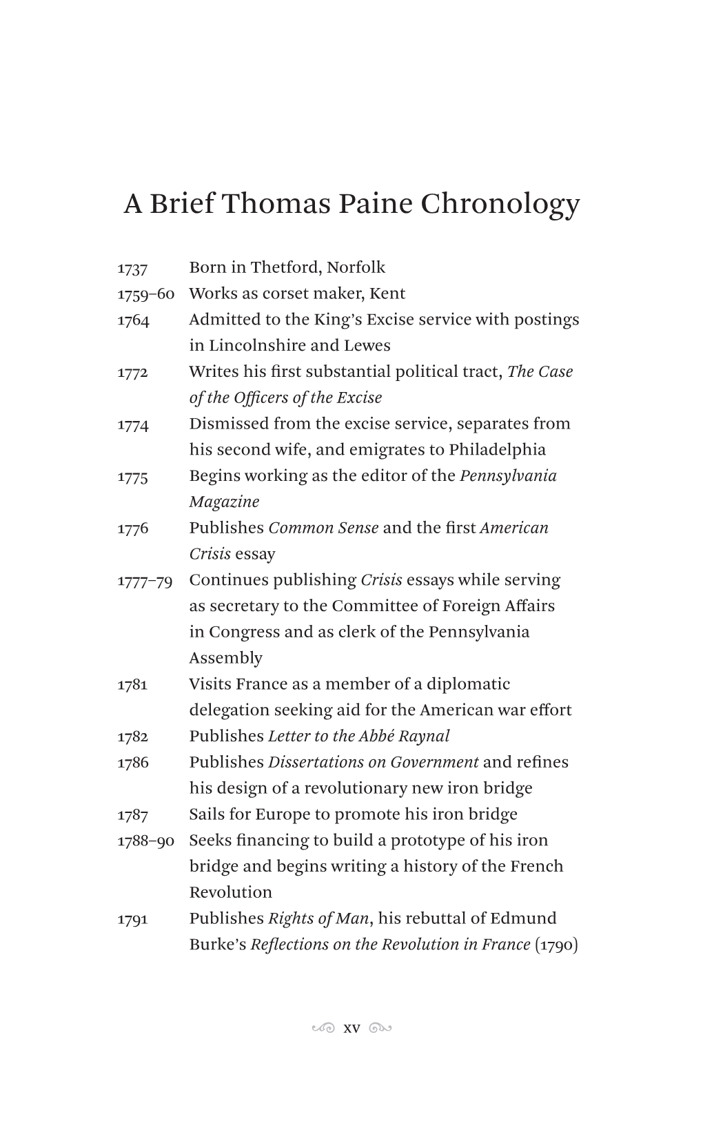 A Brief Thomas Paine Chronology