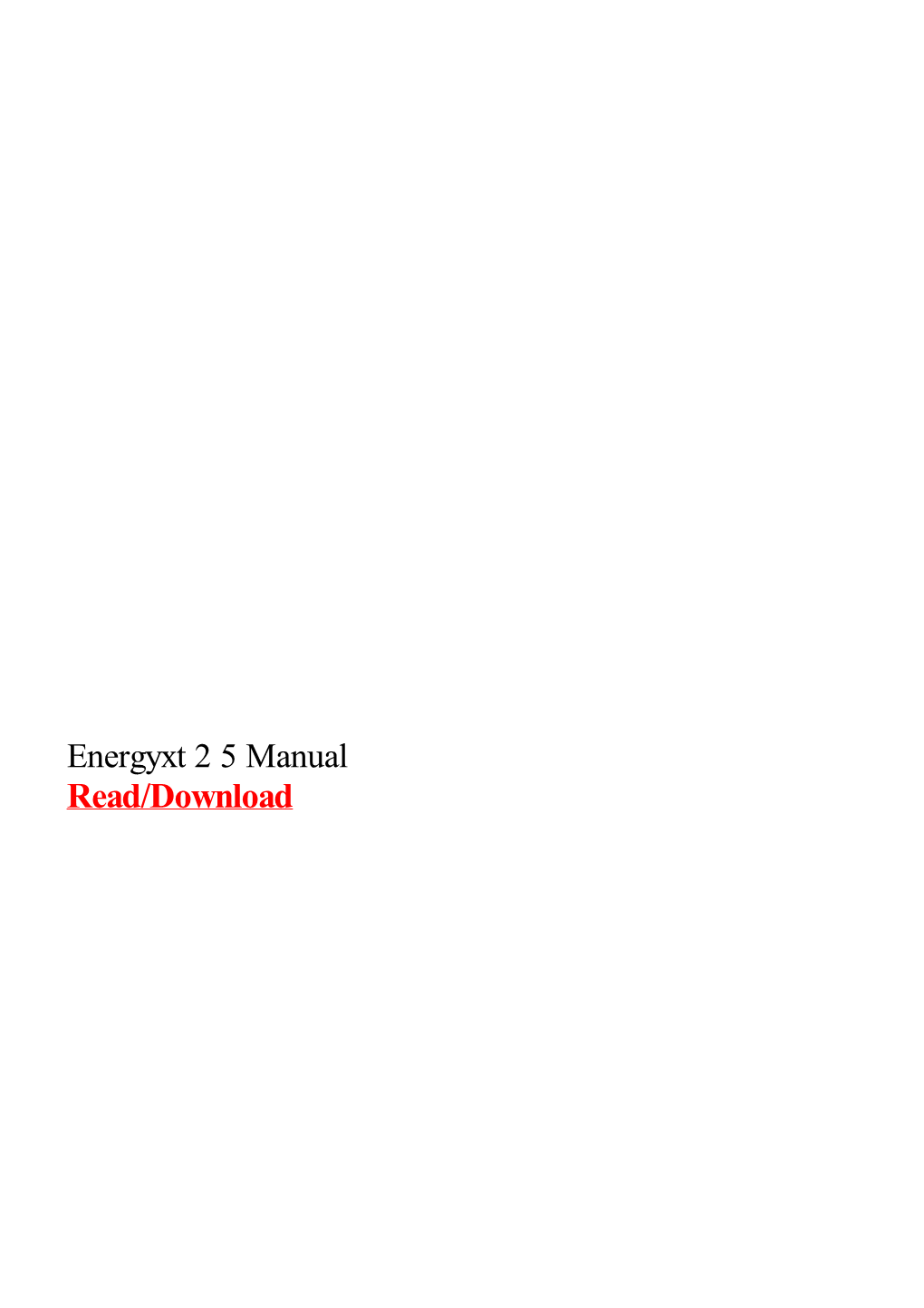 Energyxt 2 5 Manual