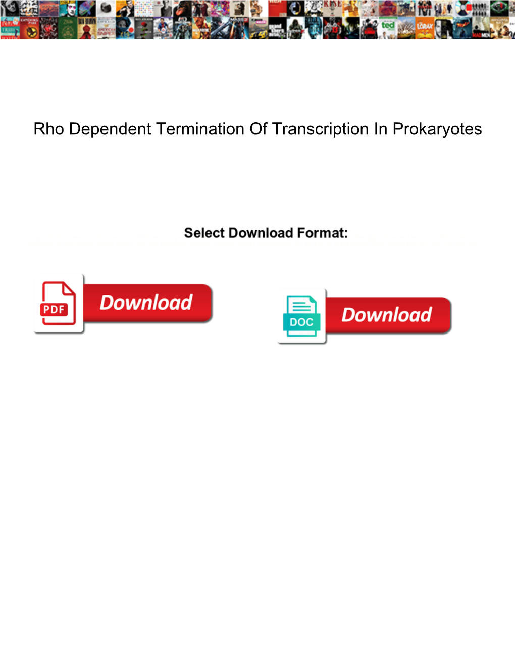 Rho Dependent Termination of Transcription in Prokaryotes