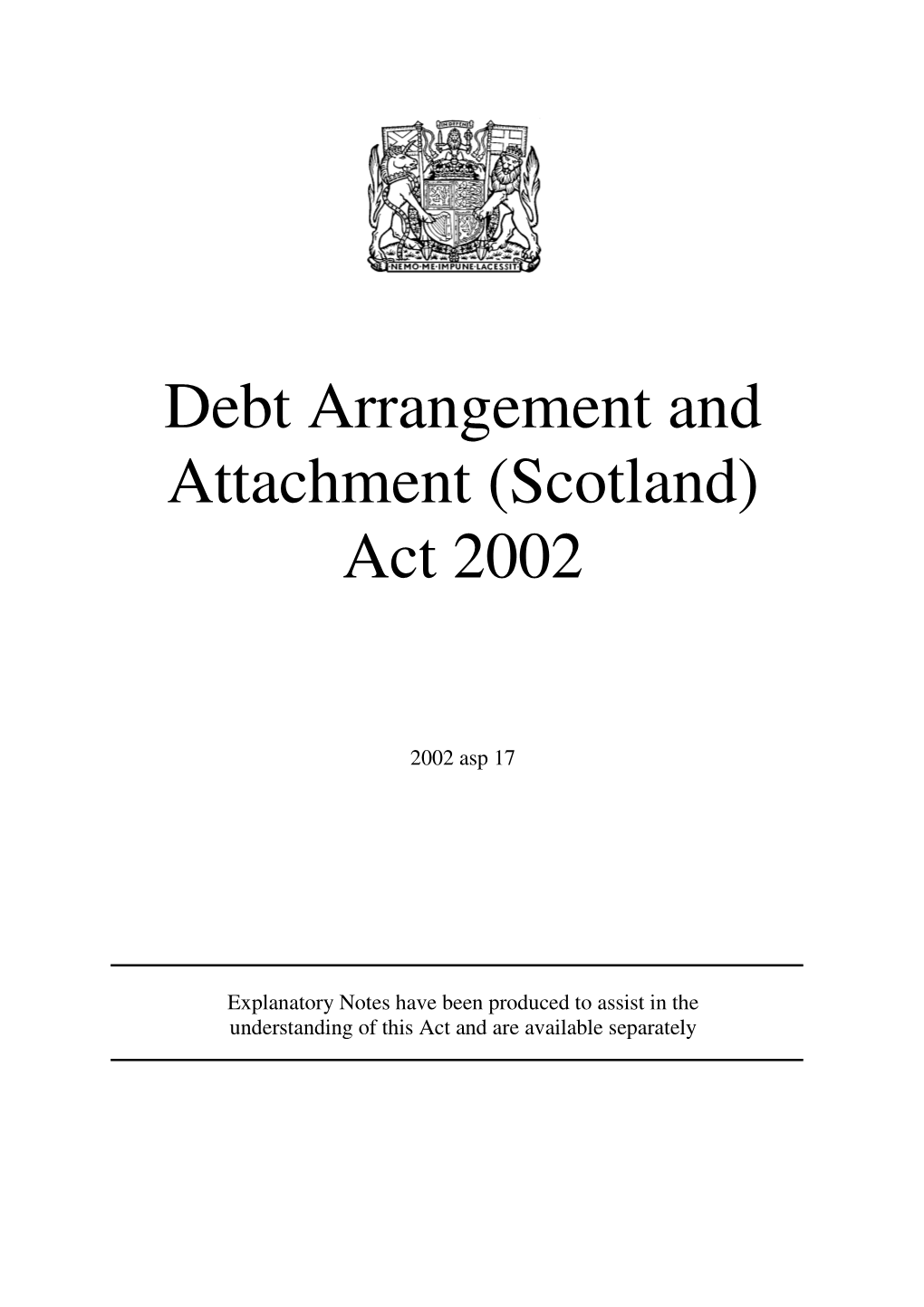 Debt Arrangement and Attachment (Scotland) Act 2002