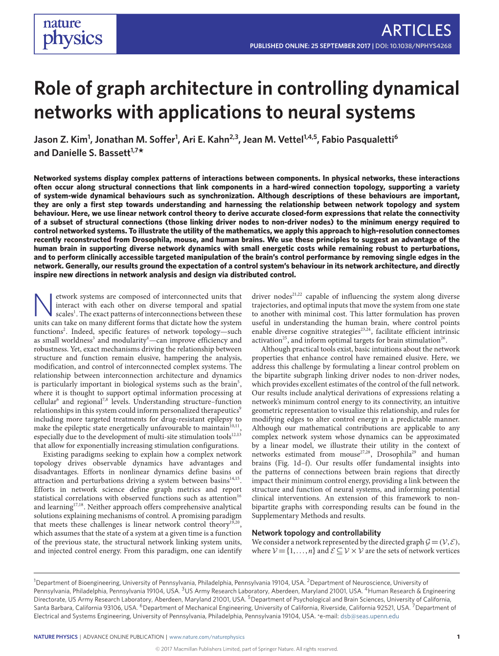 Paper, Involving Edges Between All Nodes, and Consider Dynamics Along We Will Use These Connectomes Scaled Such That C = Kλmaxk = 1, the Simplified Network (Fig