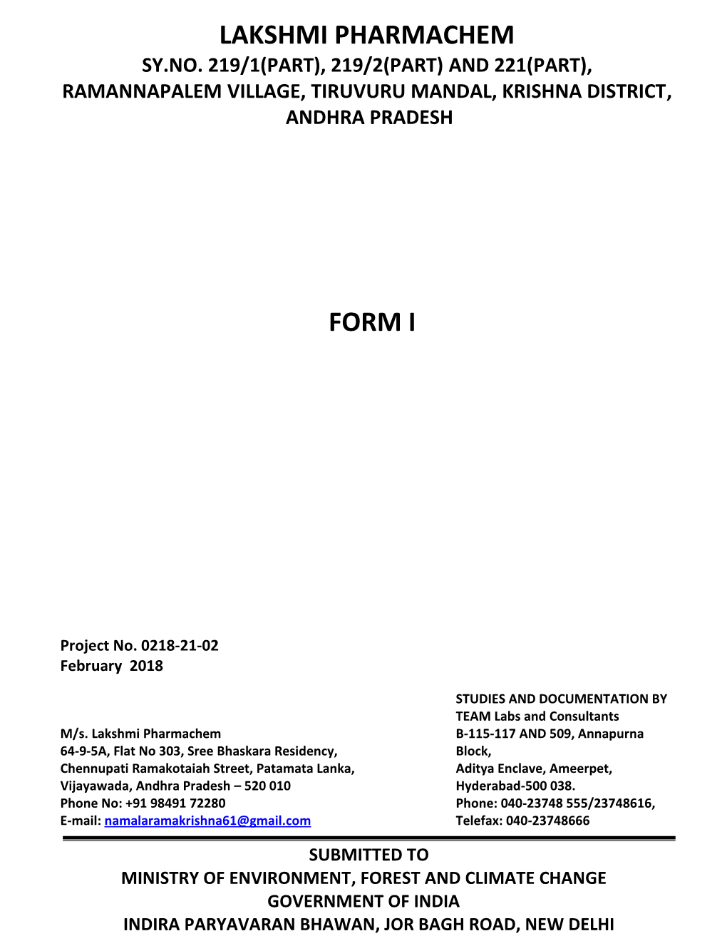 Lakshmi Pharmachem Form I Annexures Location Map of Pharmachem