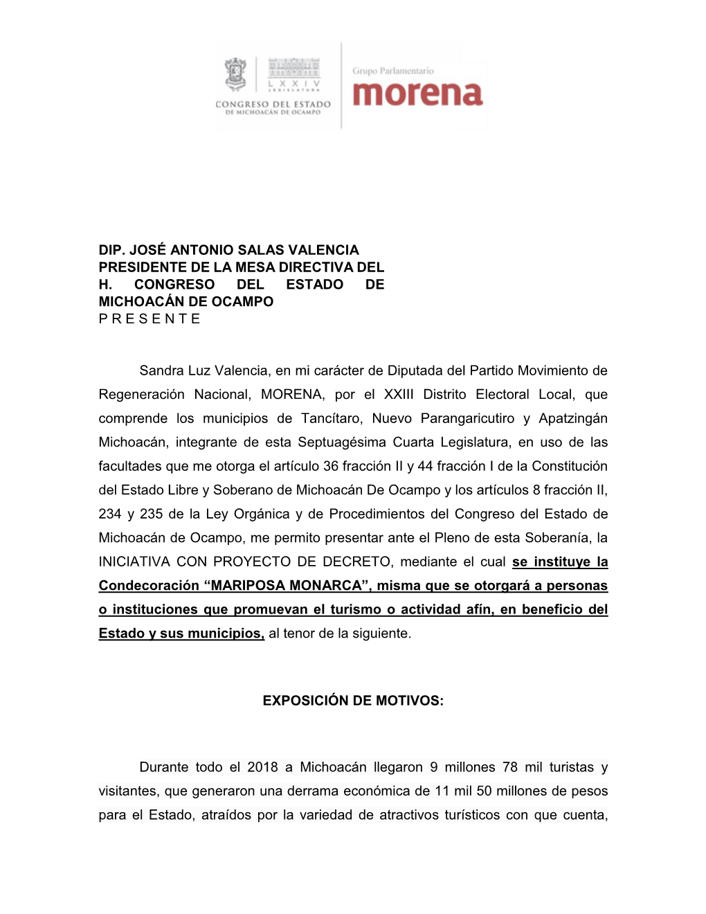 Dip. José Antonio Salas Valencia Presidente De La Mesa Directiva Del H