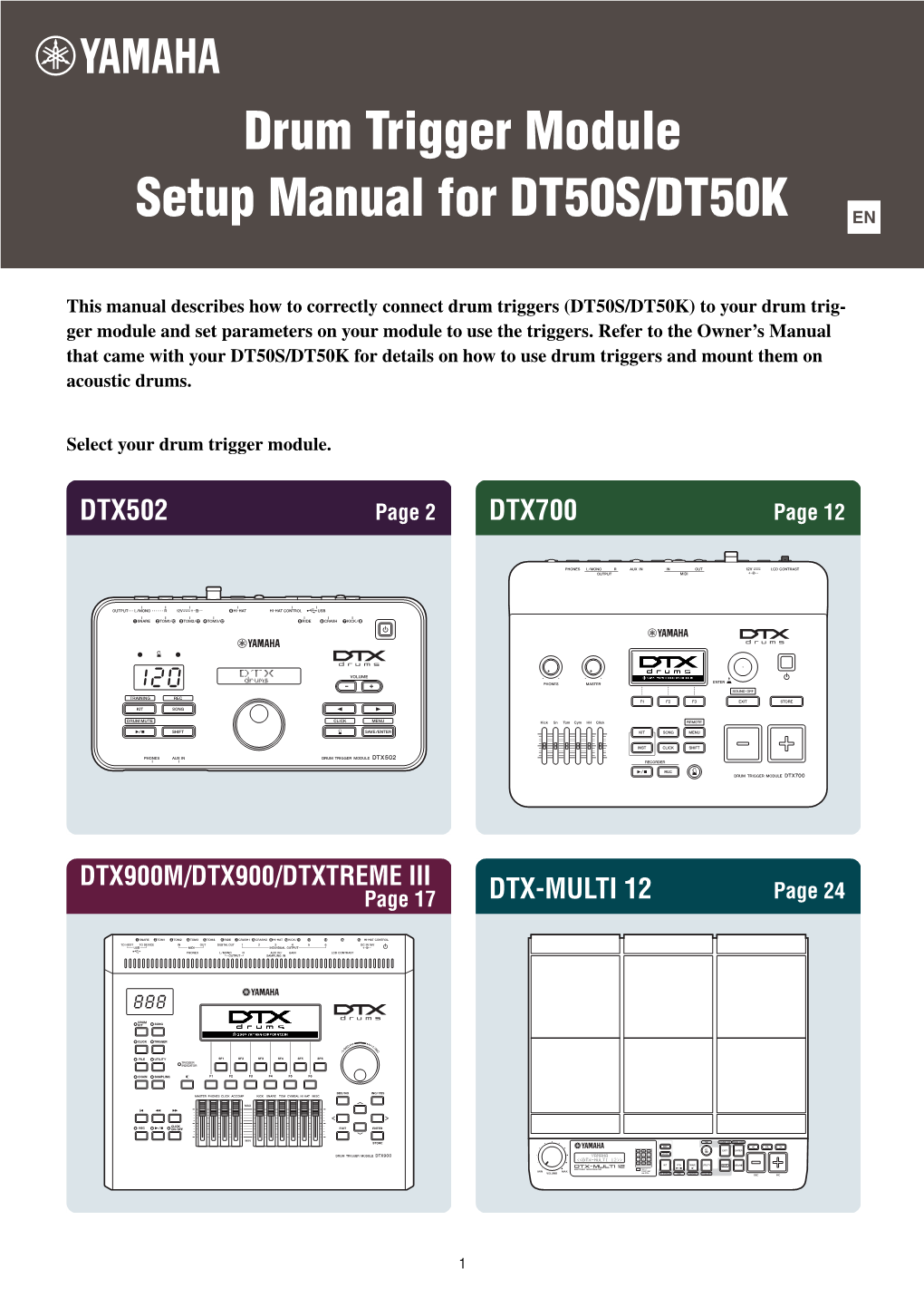 Drum Trigger Module Setup Manual for DT50S/DT50K