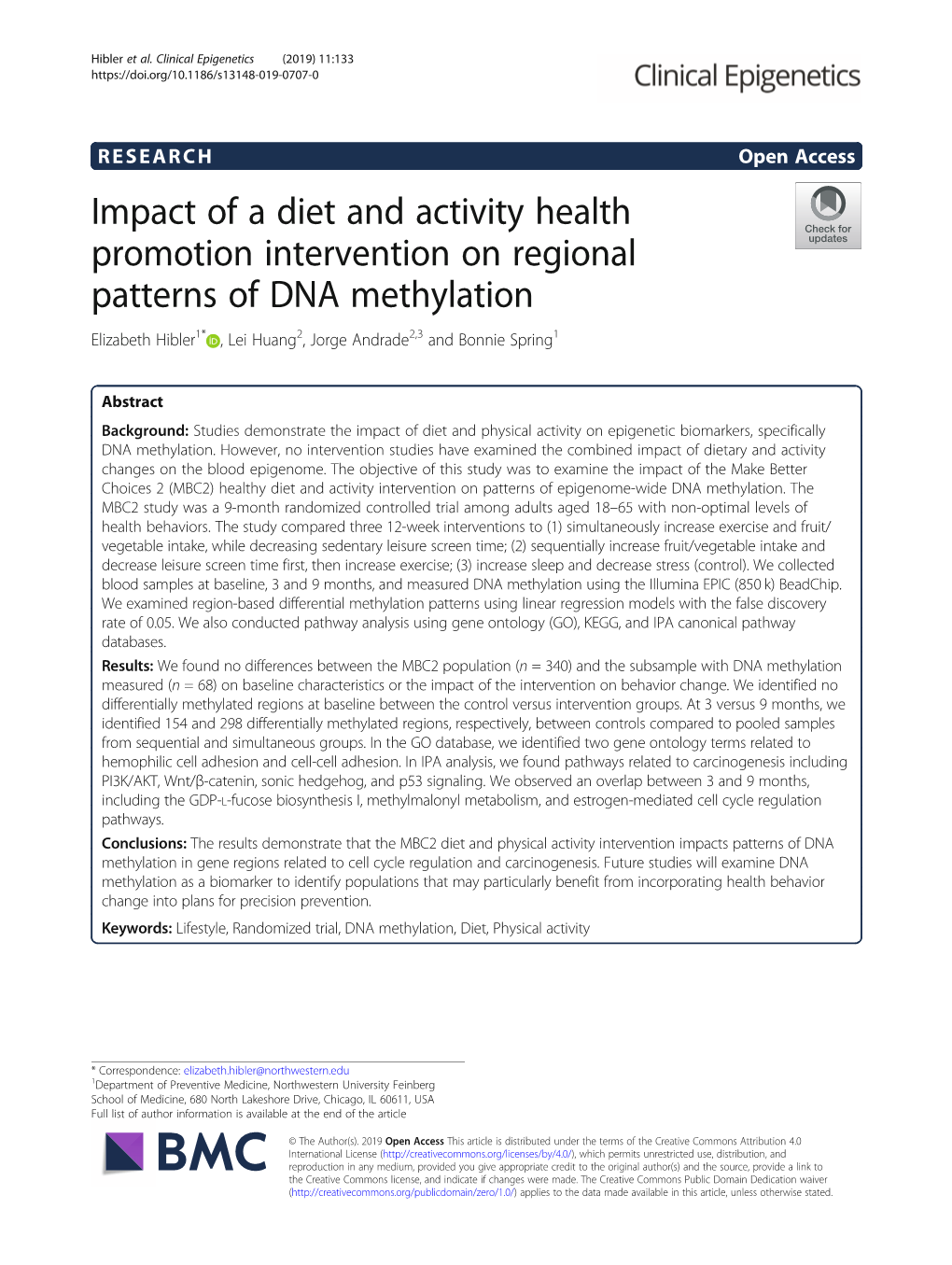 Impact of a Diet and Activity Health Promotion Intervention on Regional