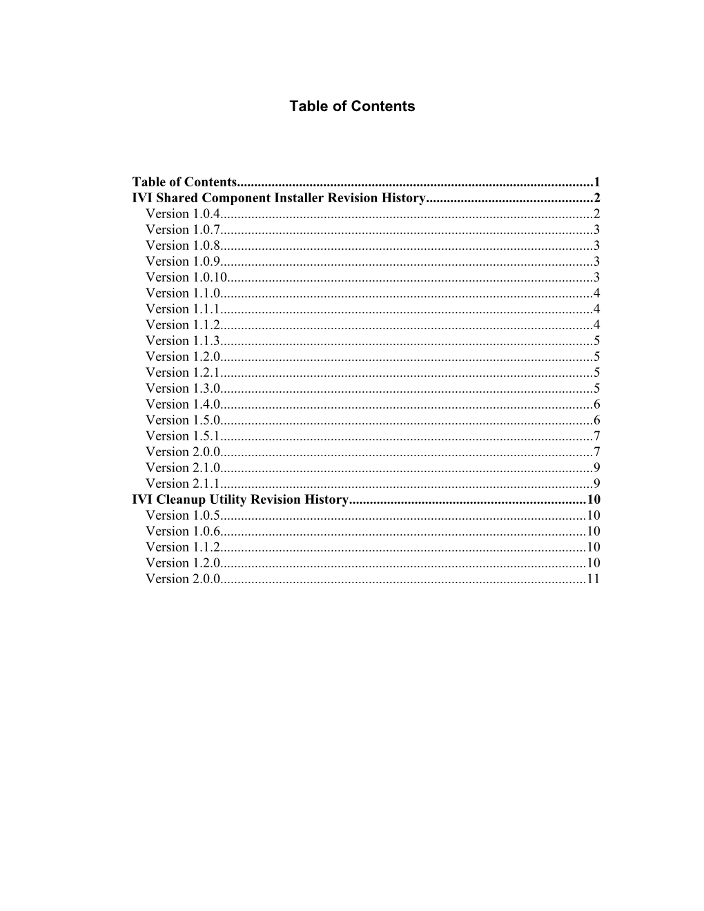 IVI Shared Component Installer Revision History 2