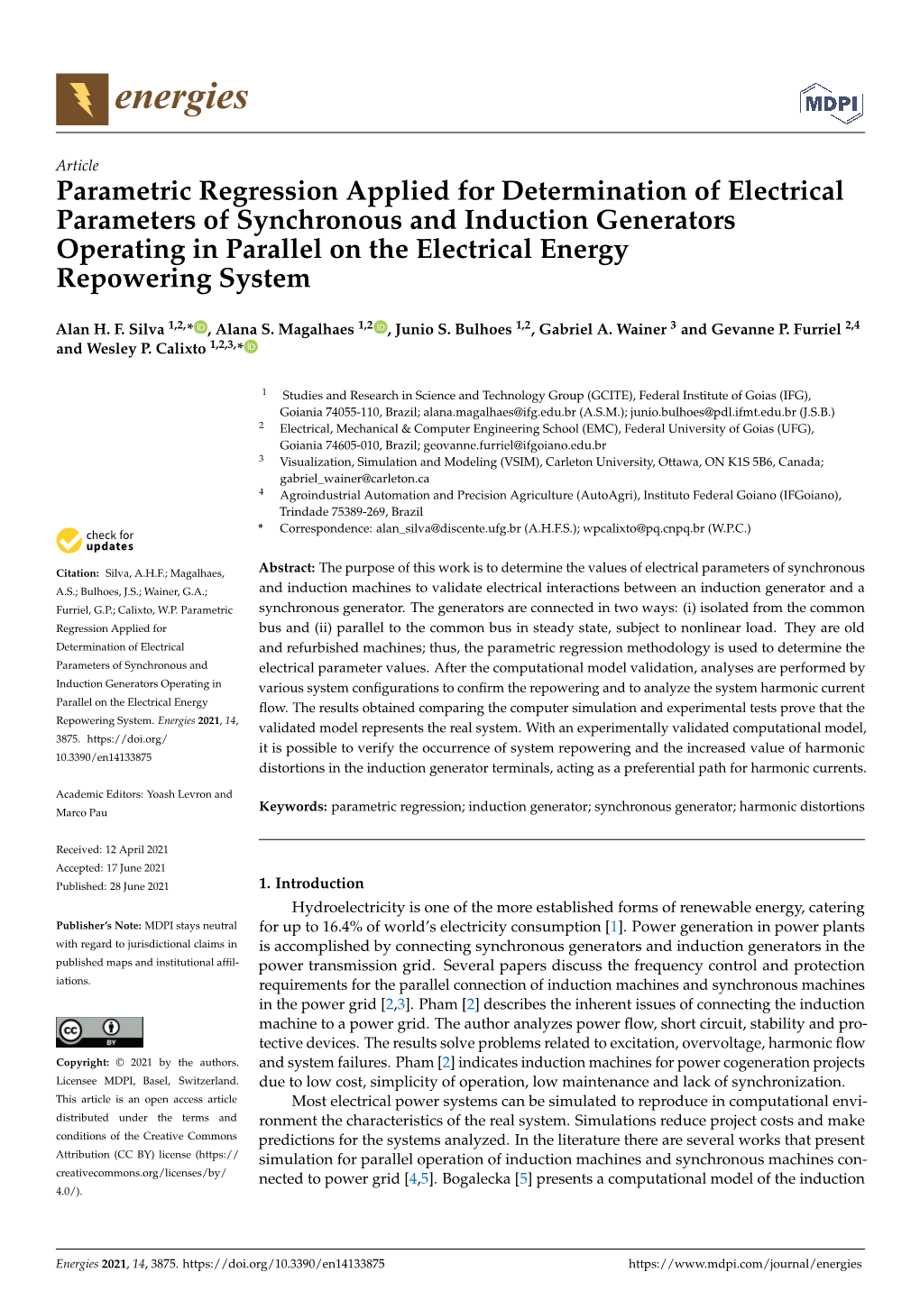 Parametric Regression Applied for Determination of Electrical