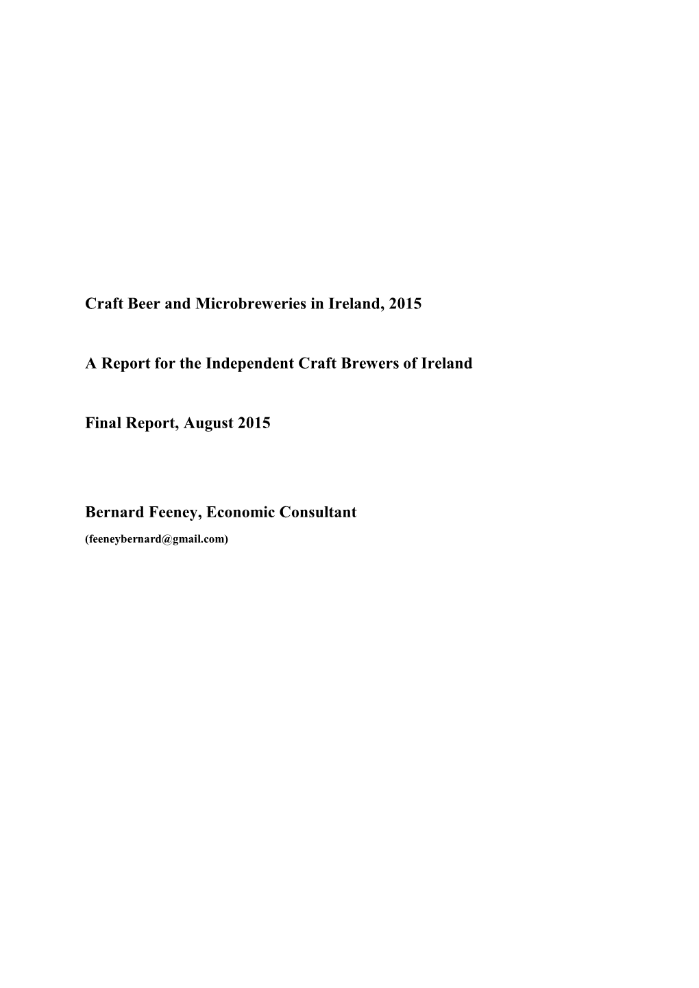 Craft Beer and Microbreweries in Ireland, 2015