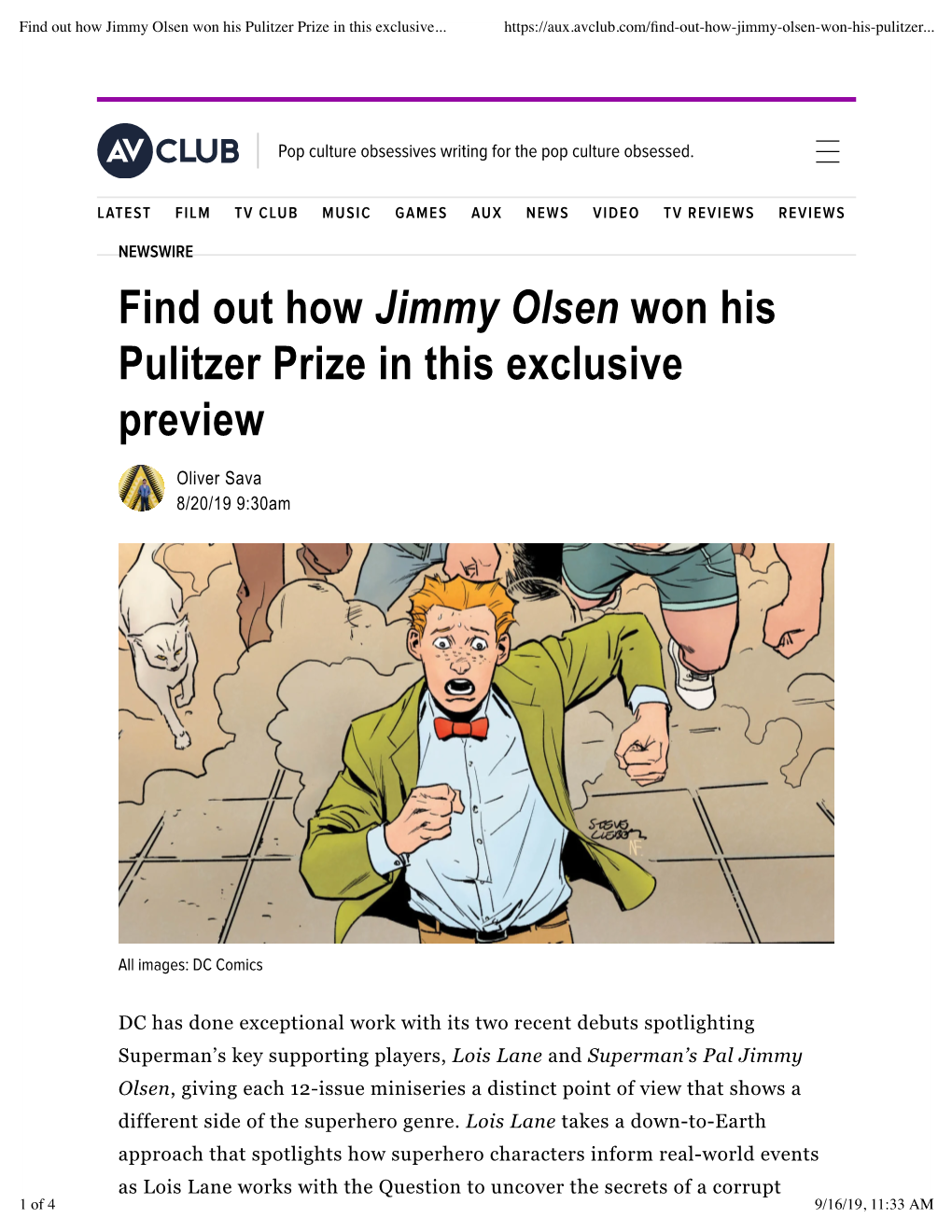 Find out How Jimmy Olsen Won His Pulitzer Prize in This Exclusive Preview