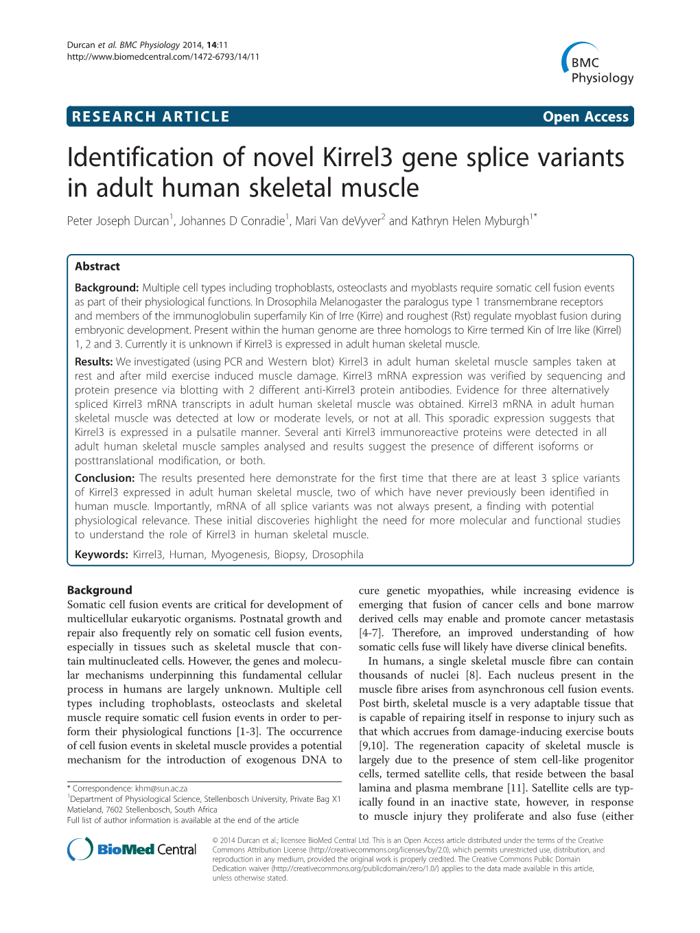 Identification of Novel Kirrel3 Gene Splice Variants in Adult Human