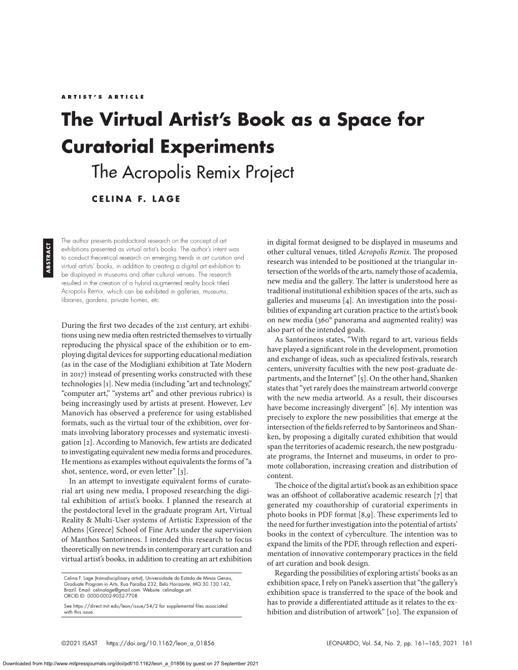 The Virtual Artist's Book As a Space For
