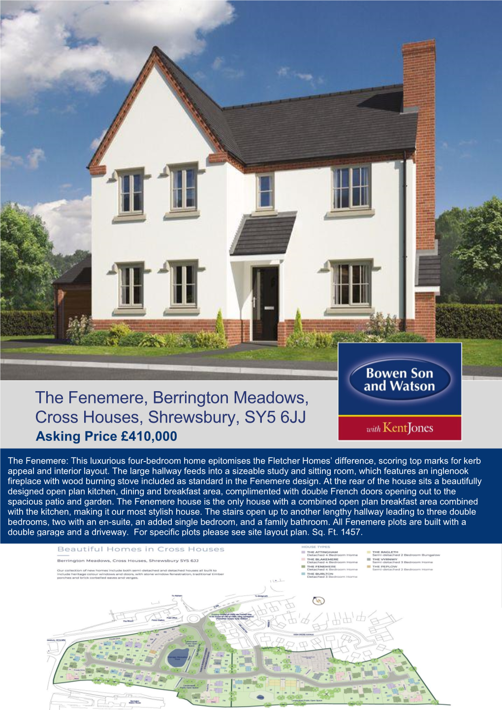 The Fenemere, Berrington Meadows, Cross Houses, Shrewsbury, SY5 6JJ Asking Price £410,000