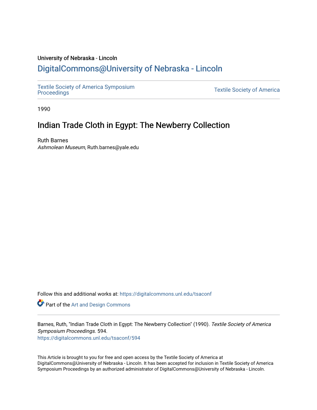 Indian Trade Cloth in Egypt: the Newberry Collection