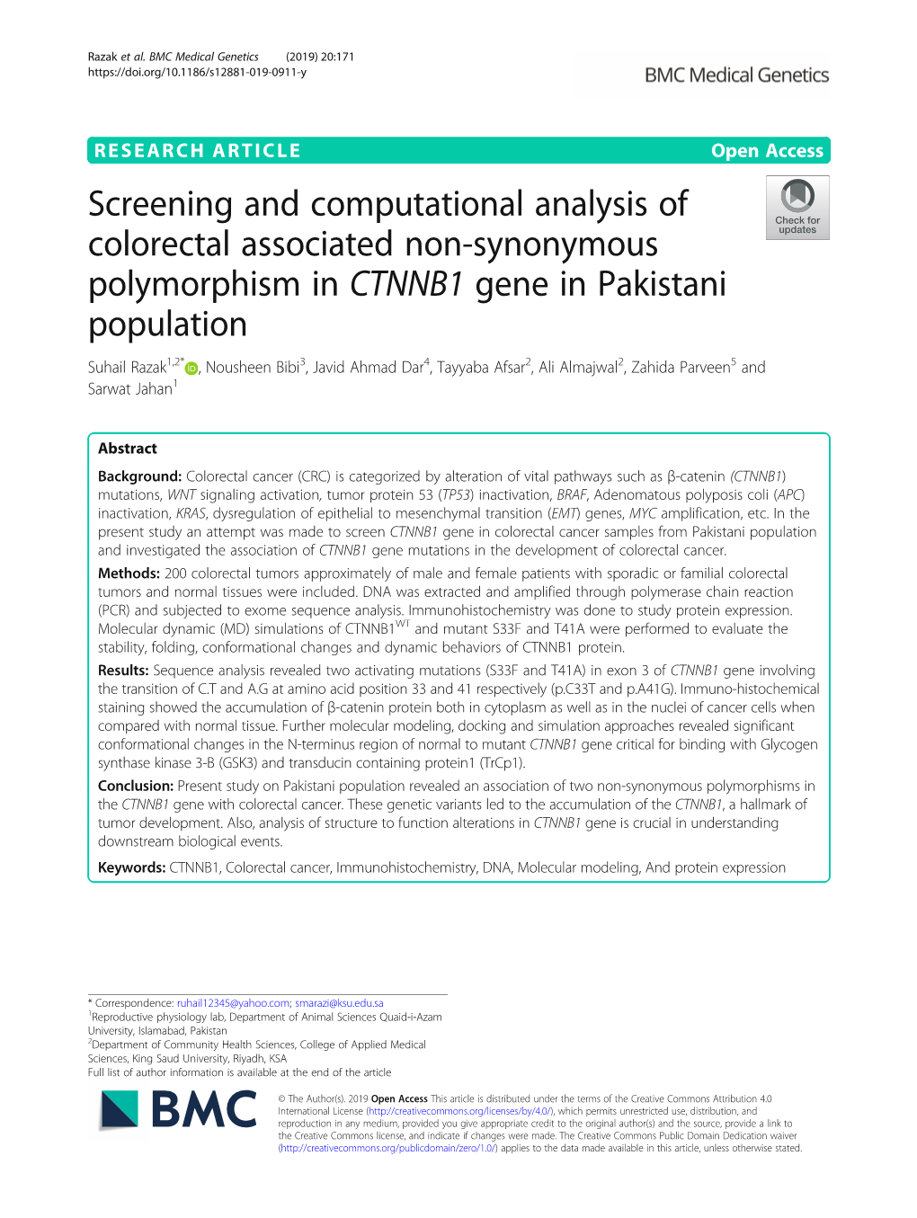 Screening and Computational Analysis of Colorectal Associated Non