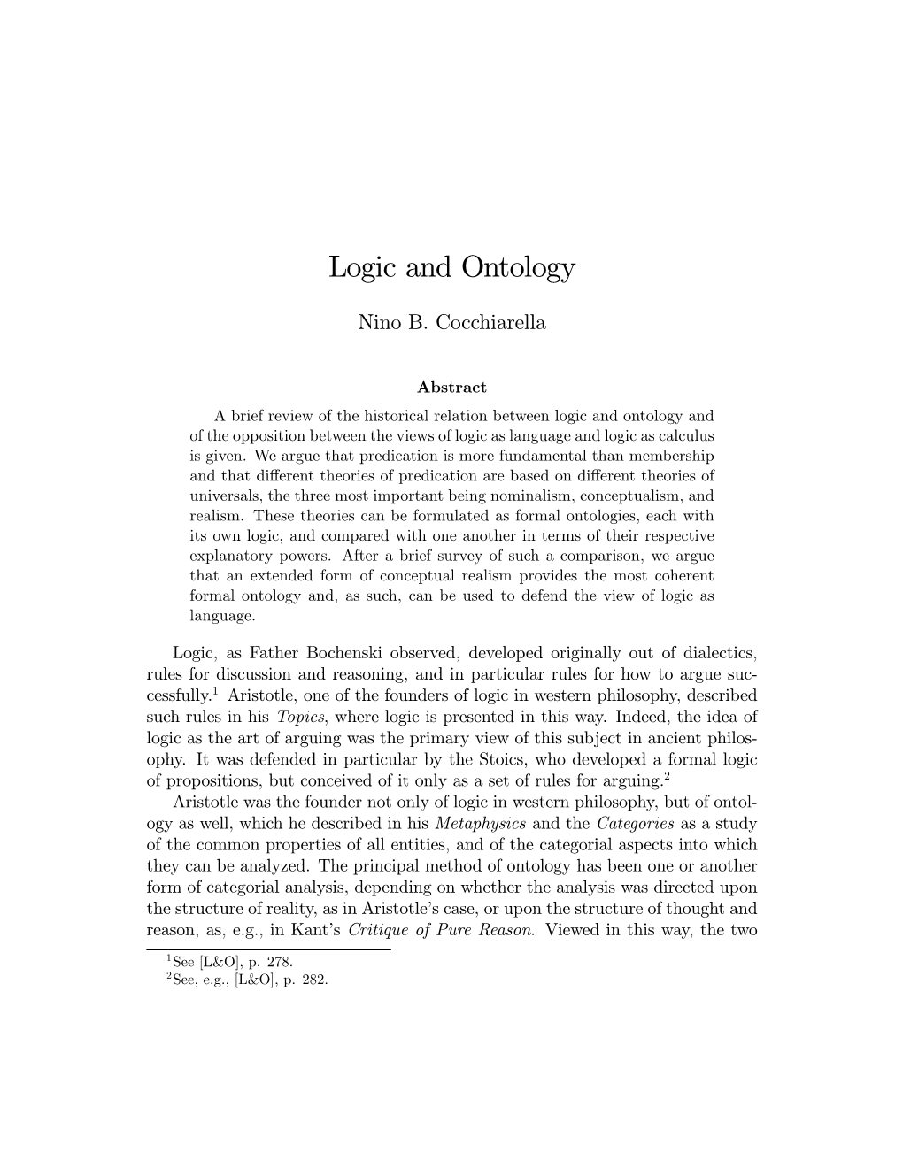 Logic and Ontology