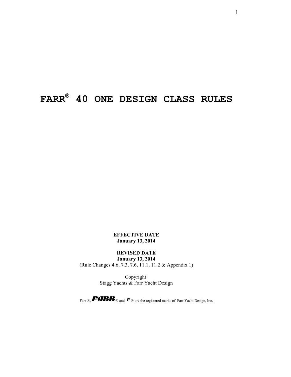 Farr 40 One Design Class Rules