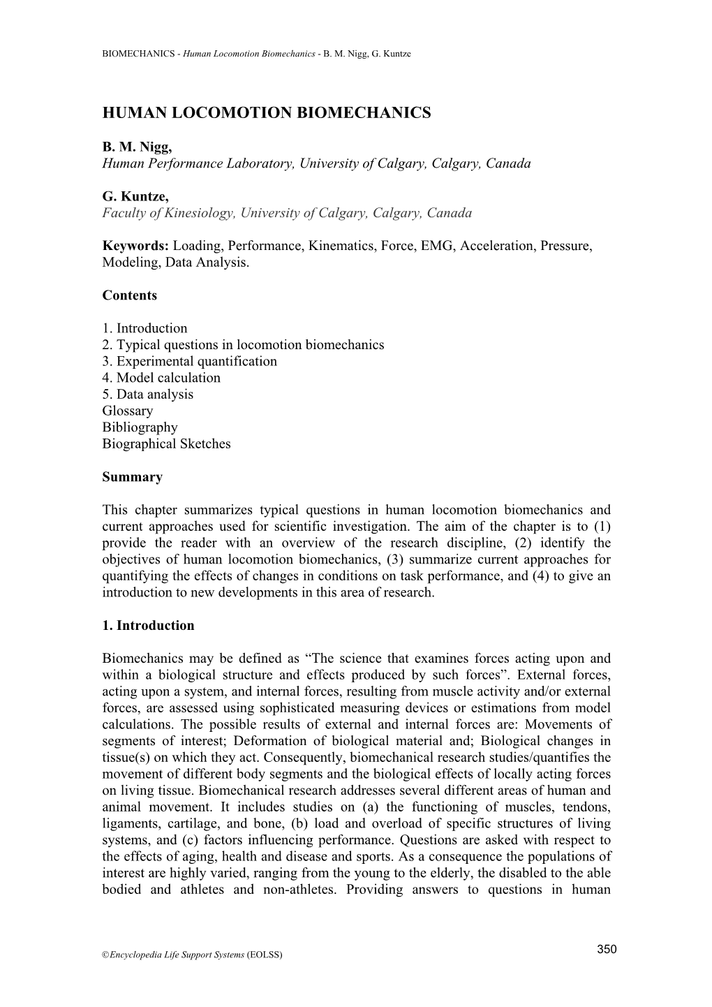 Human Locomotion Biomechanics - B