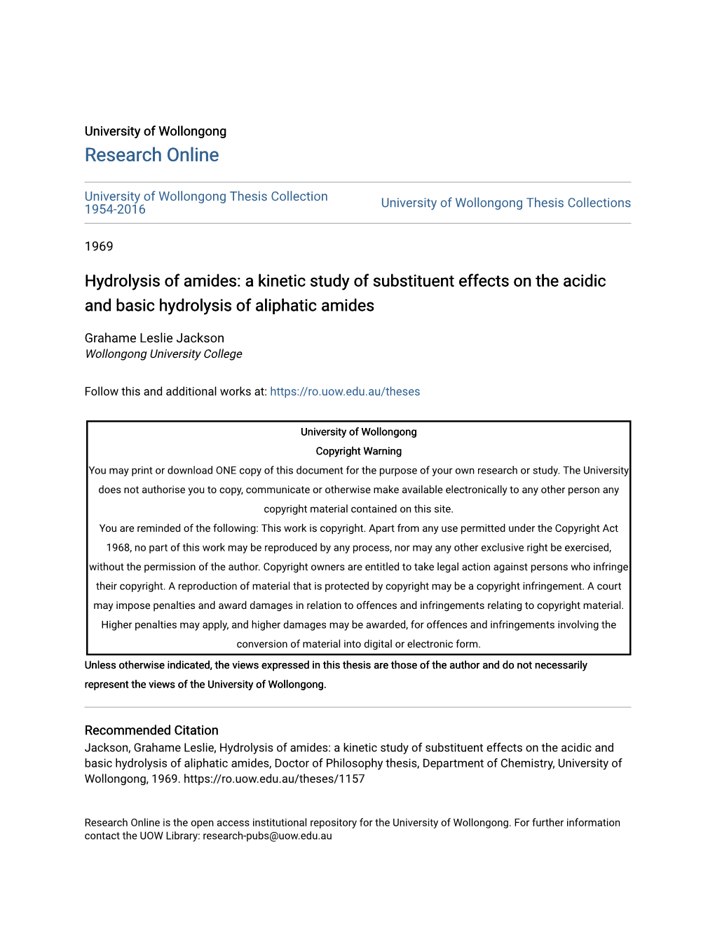 Hydrolysis of Amides: a Kinetic Study of Substituent Effects on the Acidic and Basic Hydrolysis of Aliphatic Amides