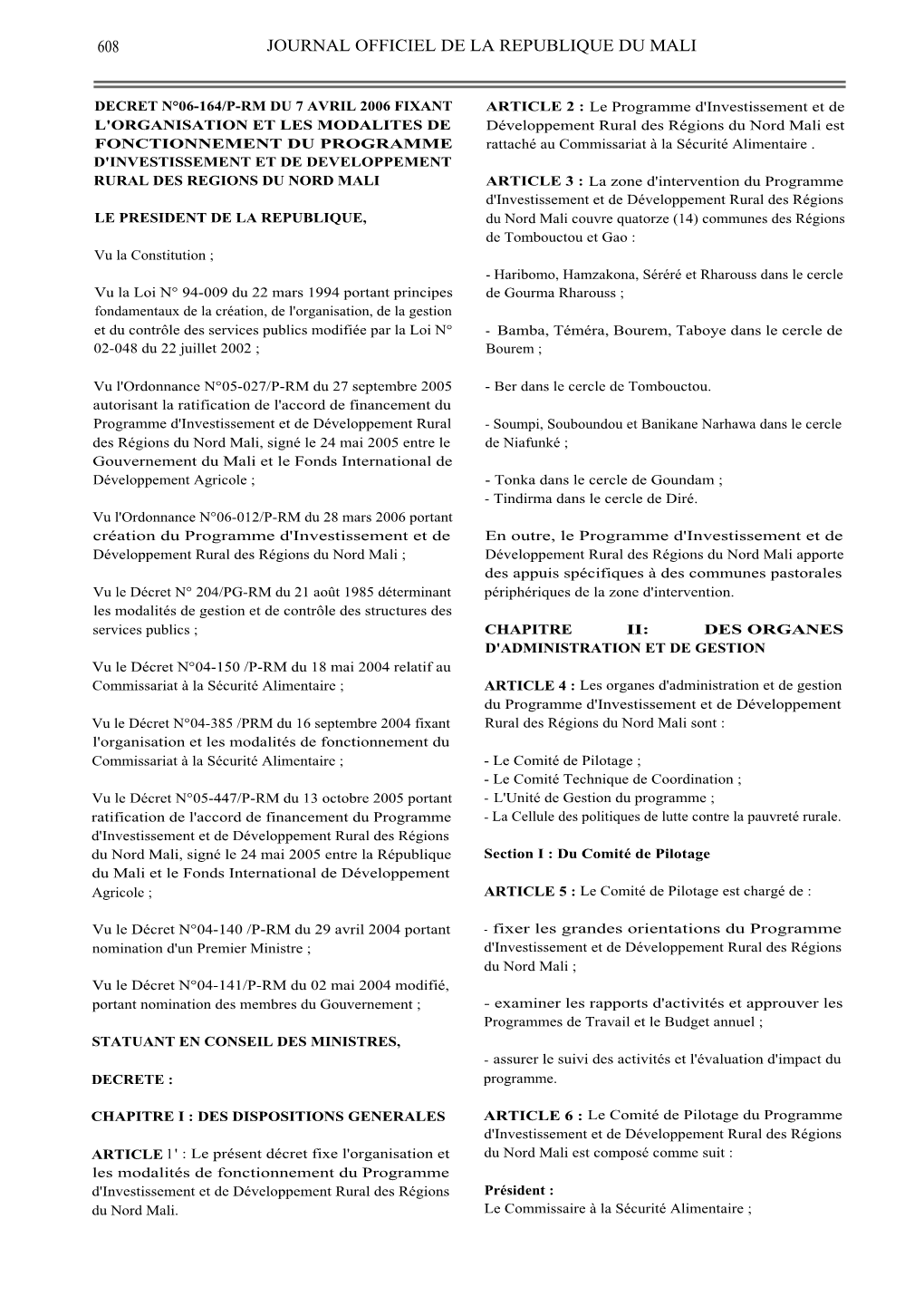 608 Journal Officiel De La Republique Du Mali