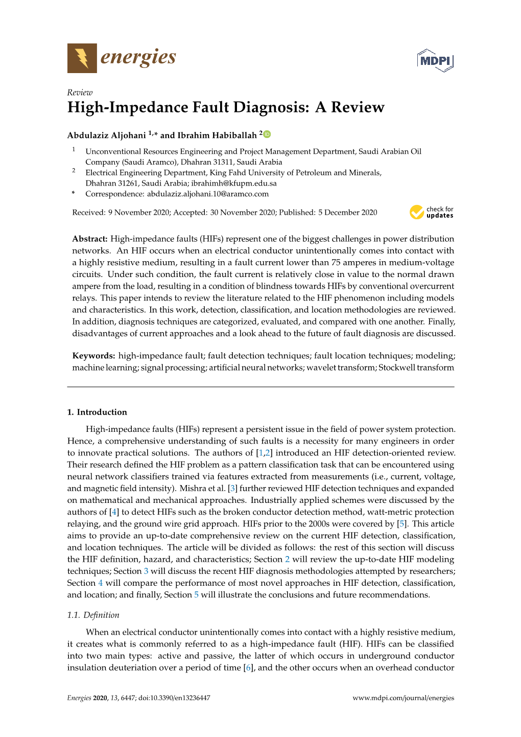 High-Impedance Fault Diagnosis: a Review