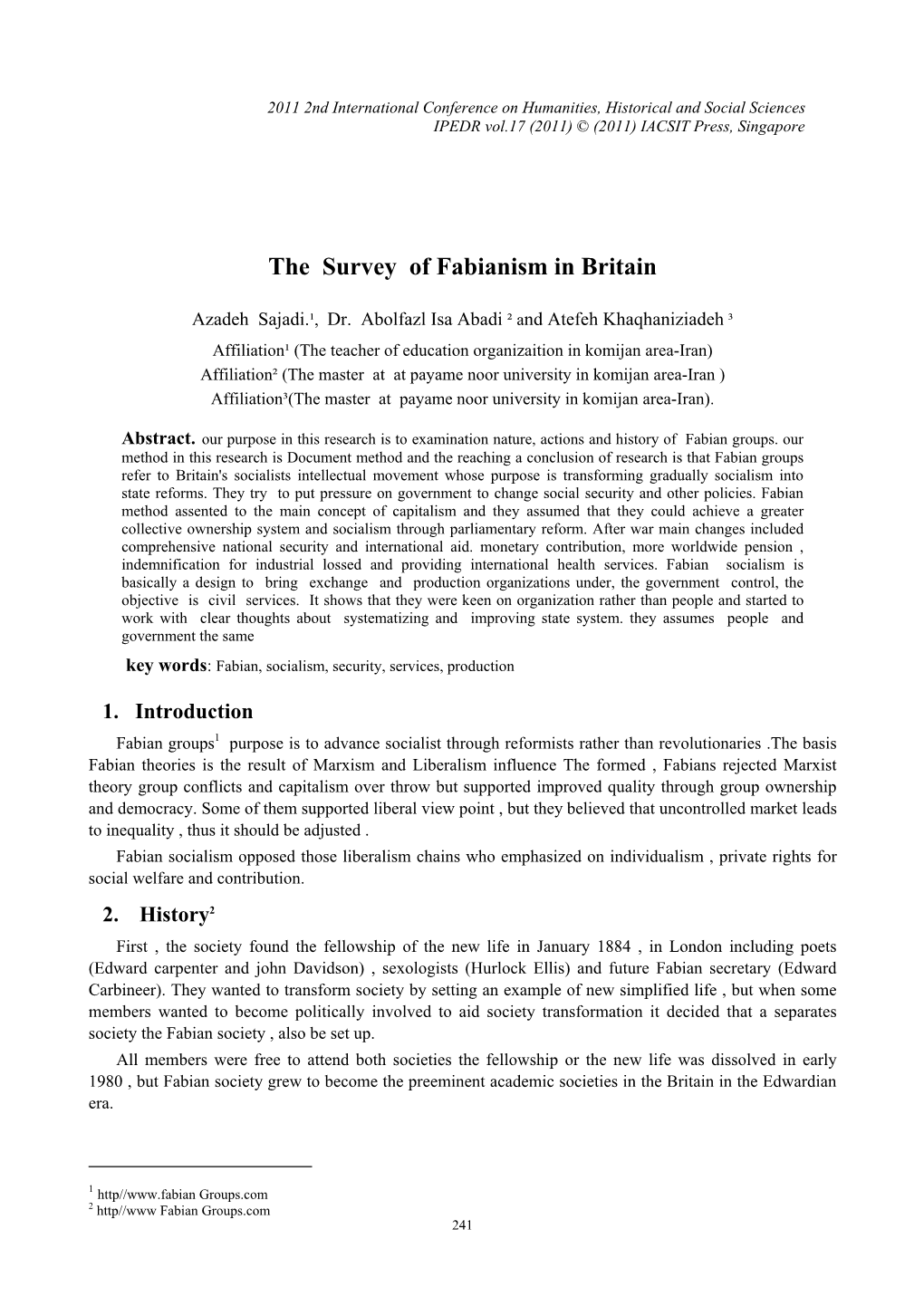 The Survey of Fabianism in Britain