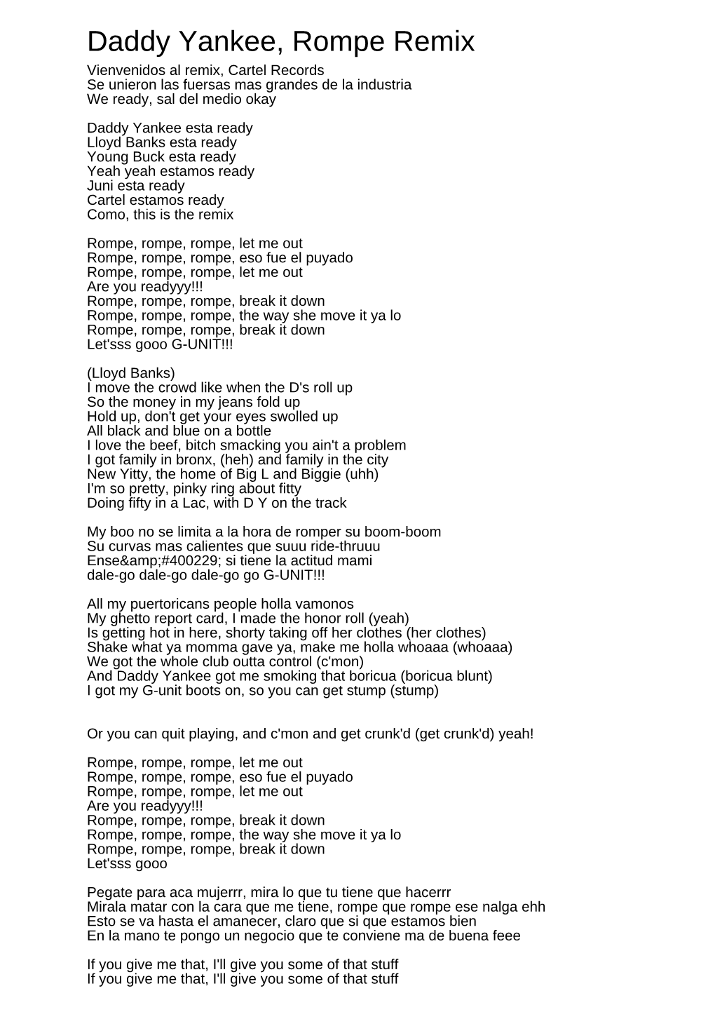 Daddy Yankee, Rompe Remix Vienvenidos Al Remix, Cartel Records Se Unieron Las Fuersas Mas Grandes De La Industria We Ready, Sal Del Medio Okay