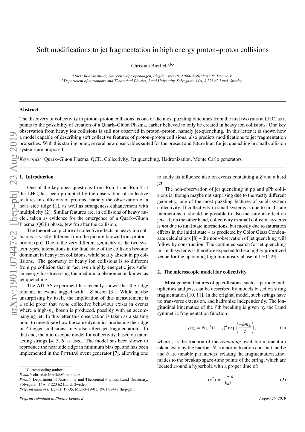 Soft Modifications to Jet Fragmentation in High Energy Proton-Proton