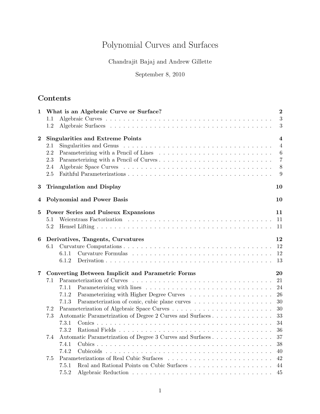 Polynomial Curves and Surfaces