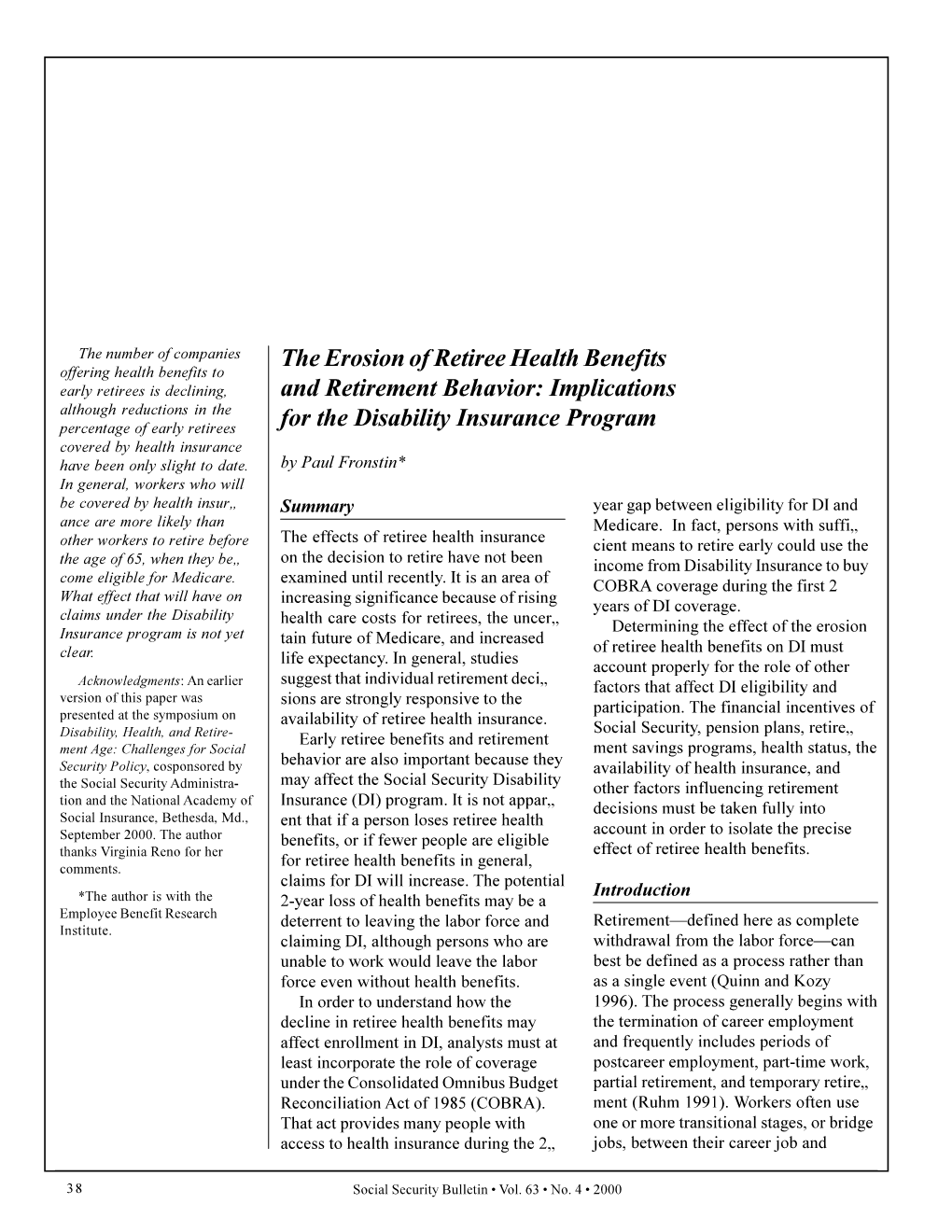 The Erosion of Retiree Health Benefits and Retirement Behavior