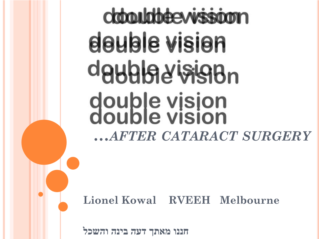 Cataract Surgery and Diplopia