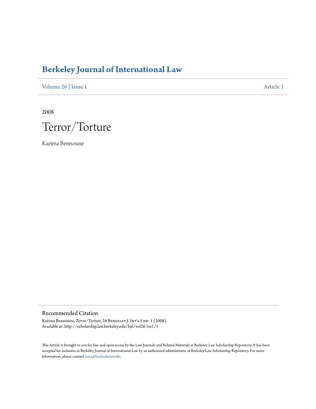 Terror/Torture Karima Bennoune