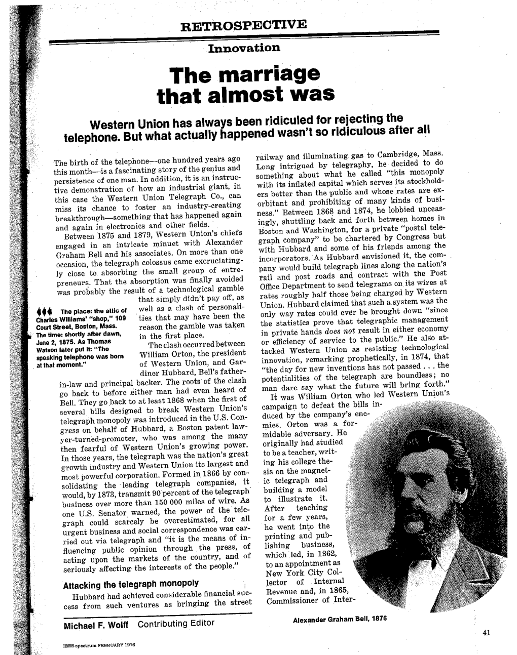 The Marriage That Almost Was Western Union Has Always Been R.Idiculed for Rejecting the All Telephone