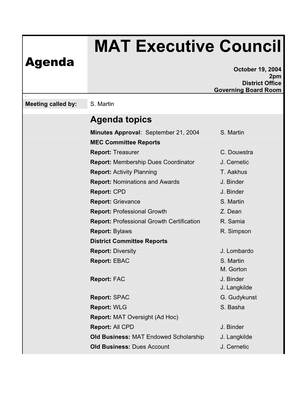 MAT Executive Council