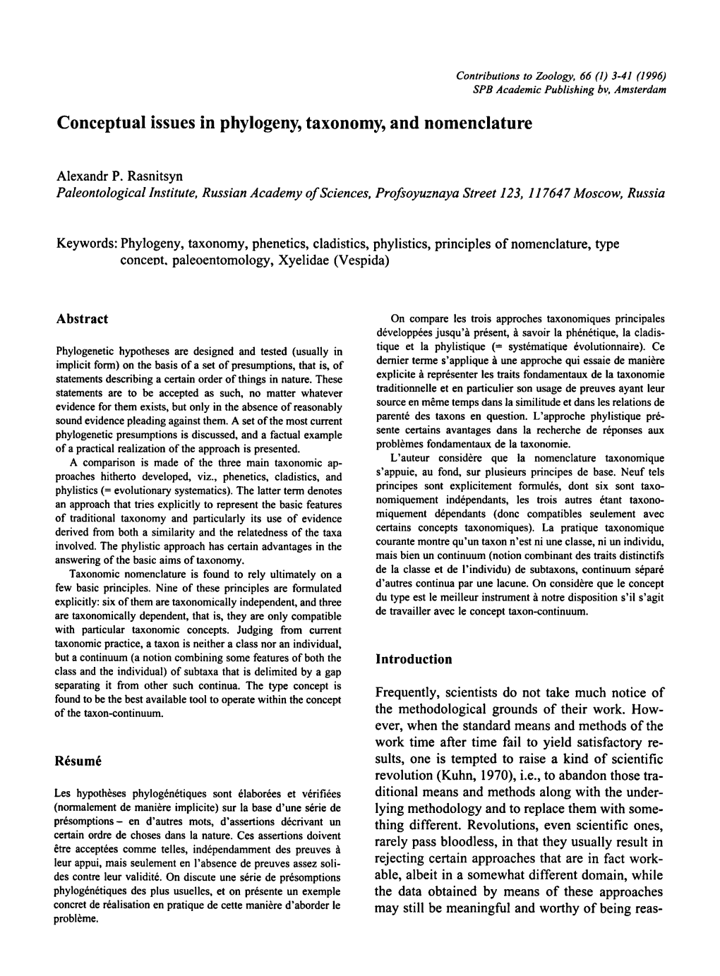 Conceptual Issues in Phylogeny, Taxonomy, and Nomenclature