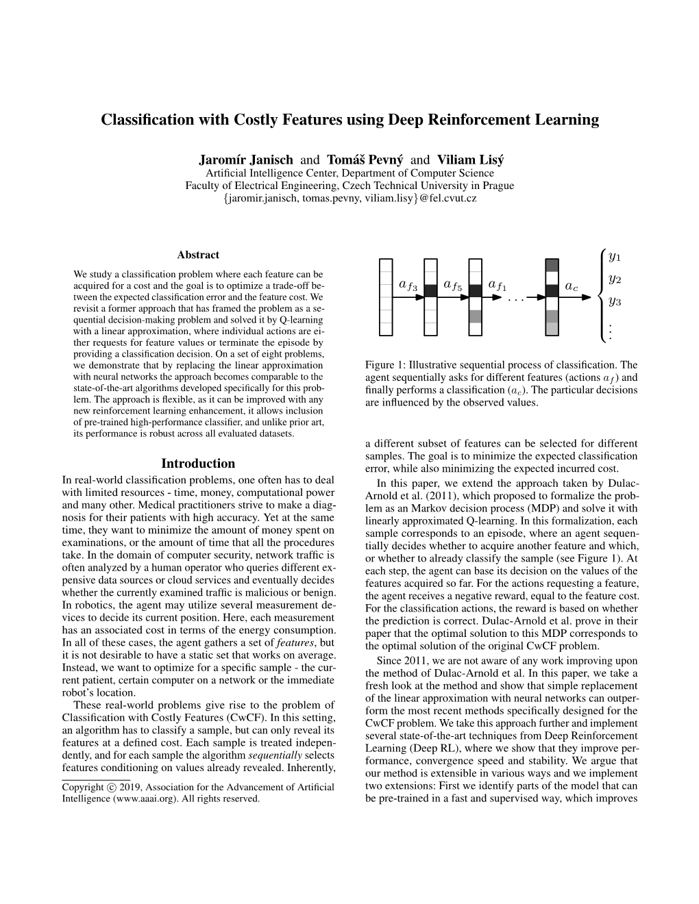 Classification with Costly Features Using Deep Reinforcement Learning