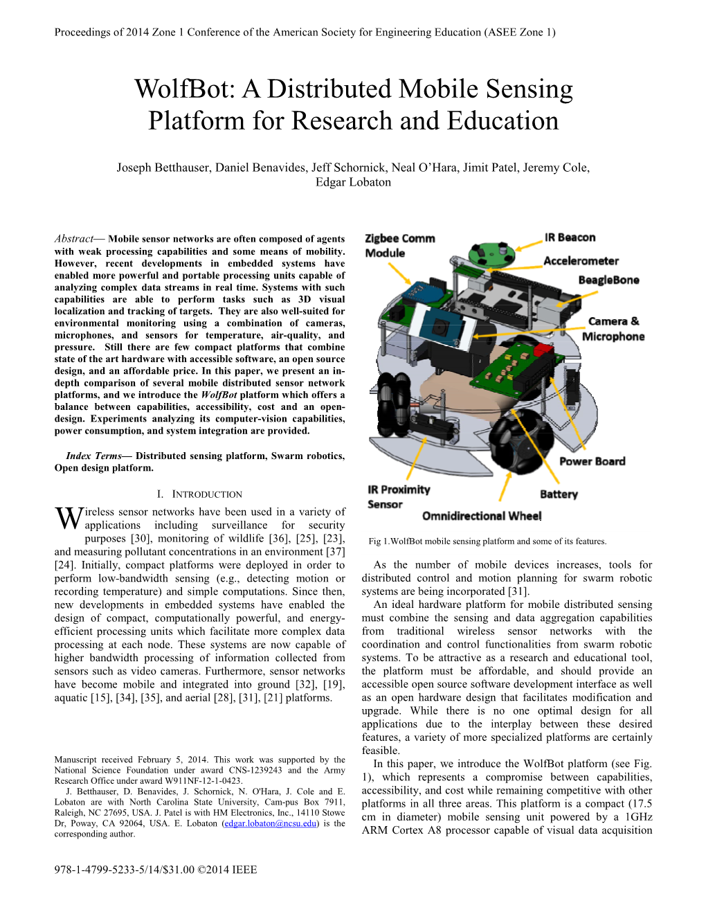 Wolfbot: a Distributed Mobile Sensing Platform for Research and Education