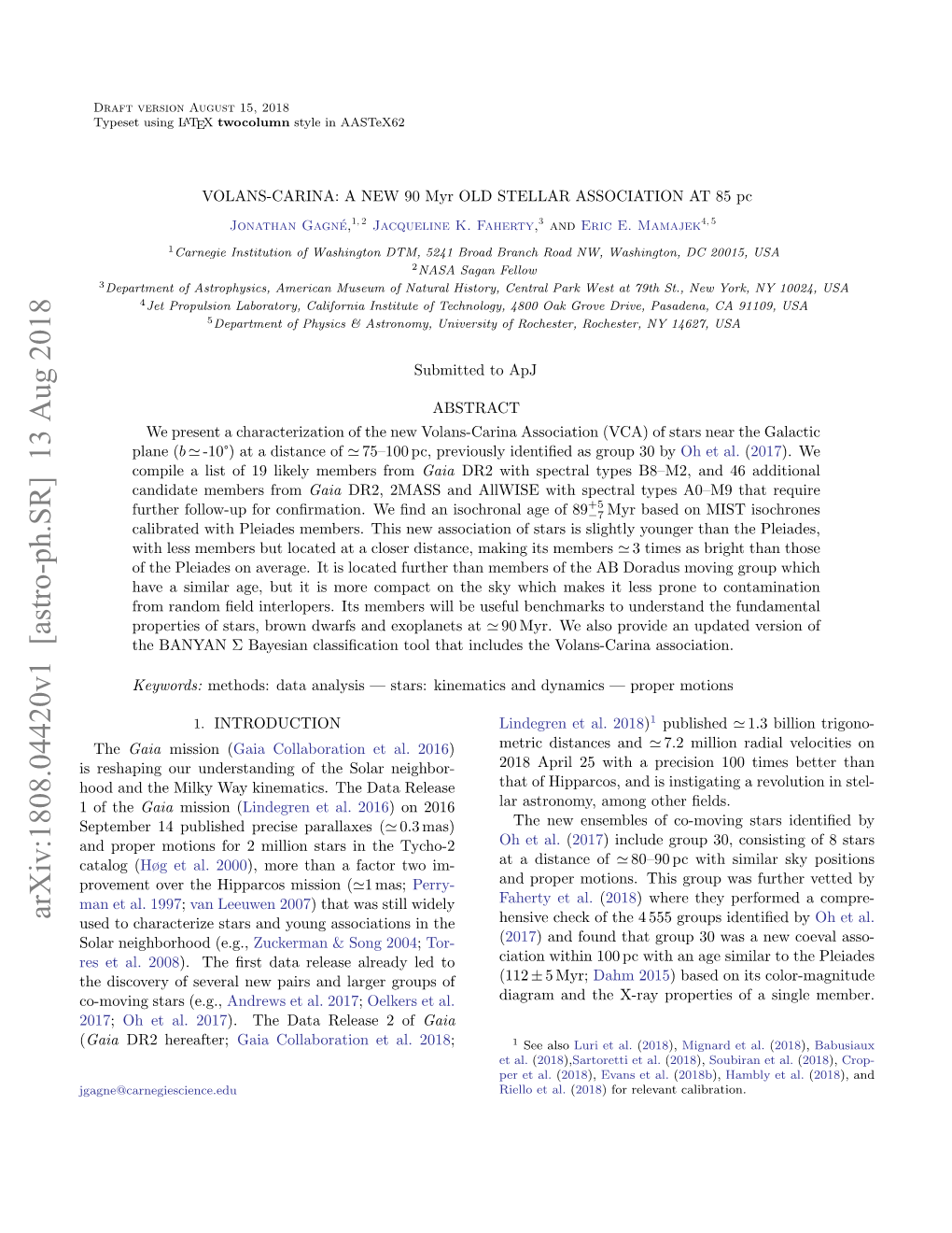 VOLANS-CARINA: a NEW 90 Myr OLD STELLAR ASSOCIATION at 85 Pc