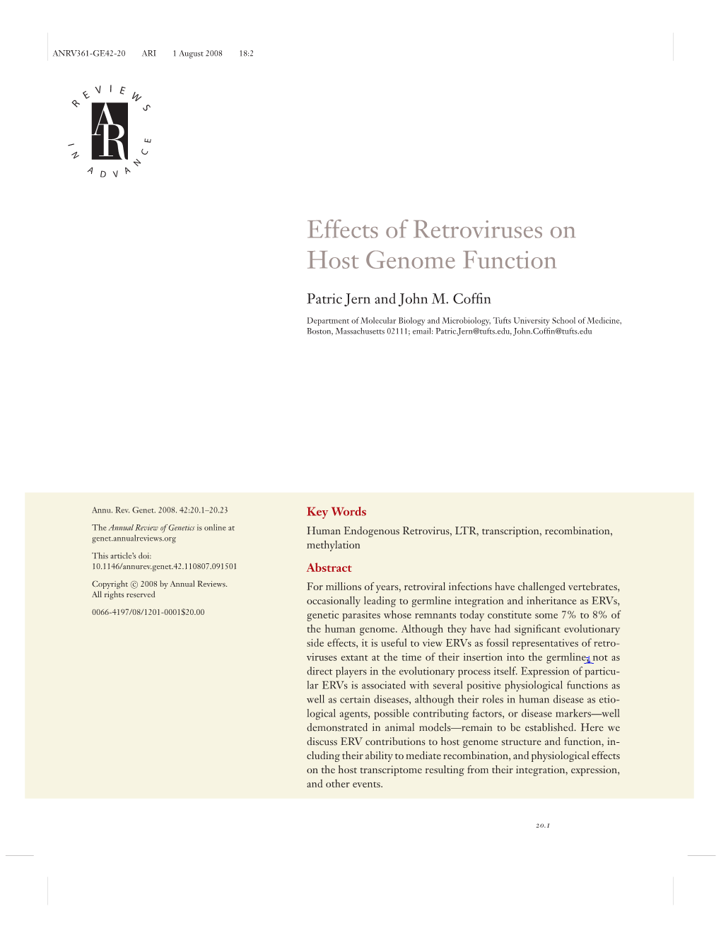 Effects of Retroviruses on Host Genome Function