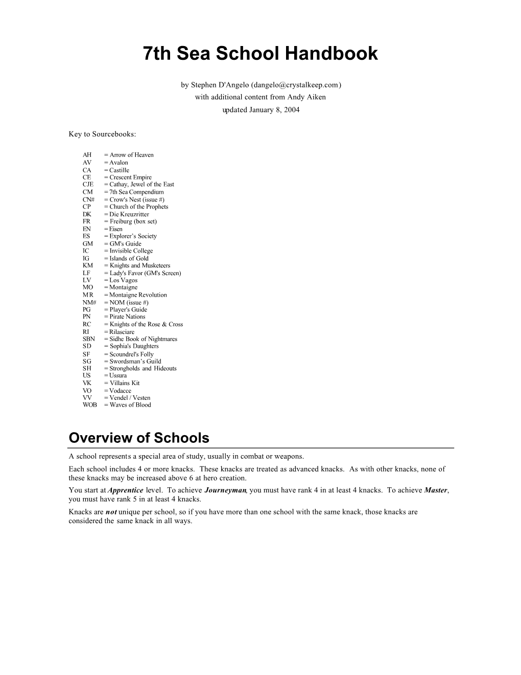 7Th Sea School Handbook