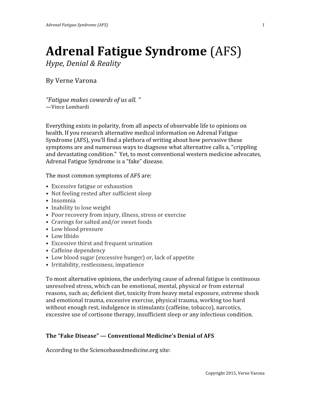 Adrenal Fatigue Syndrome (AFS) 1
