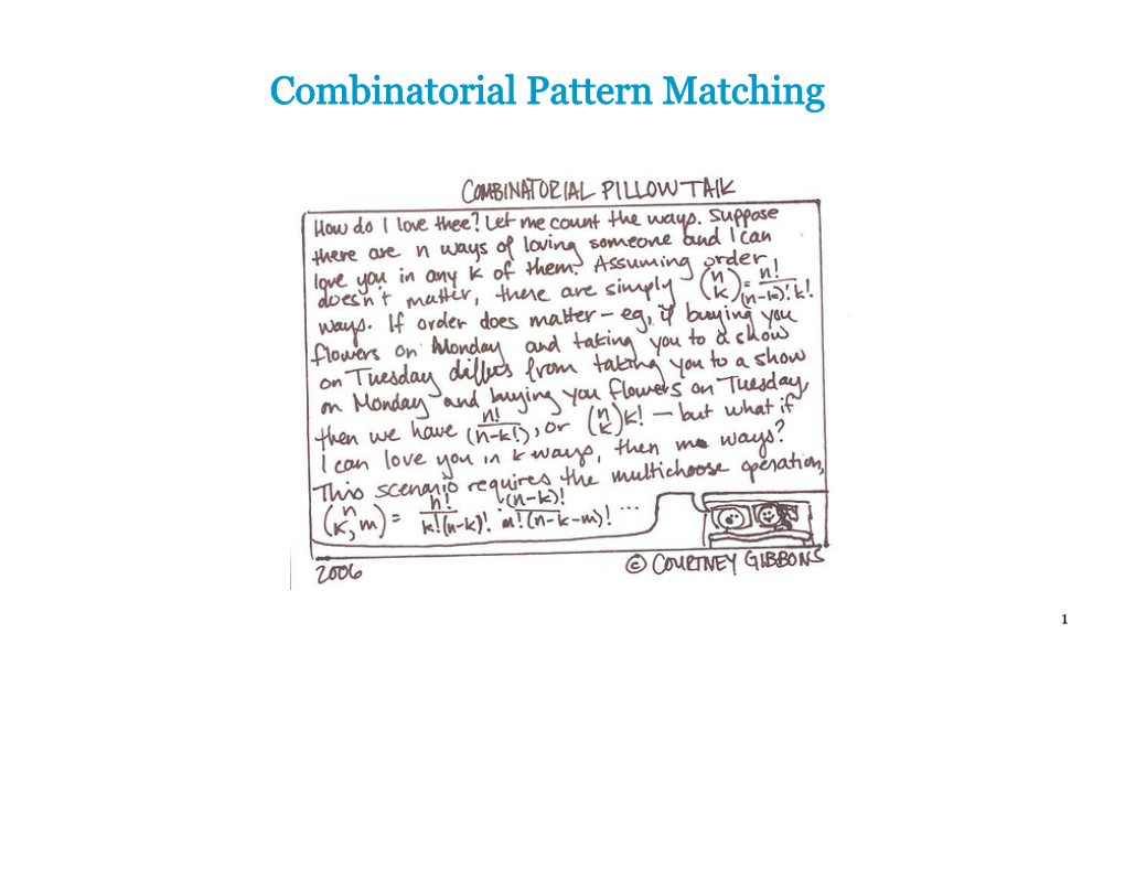 Combinatorial Pattern Matching