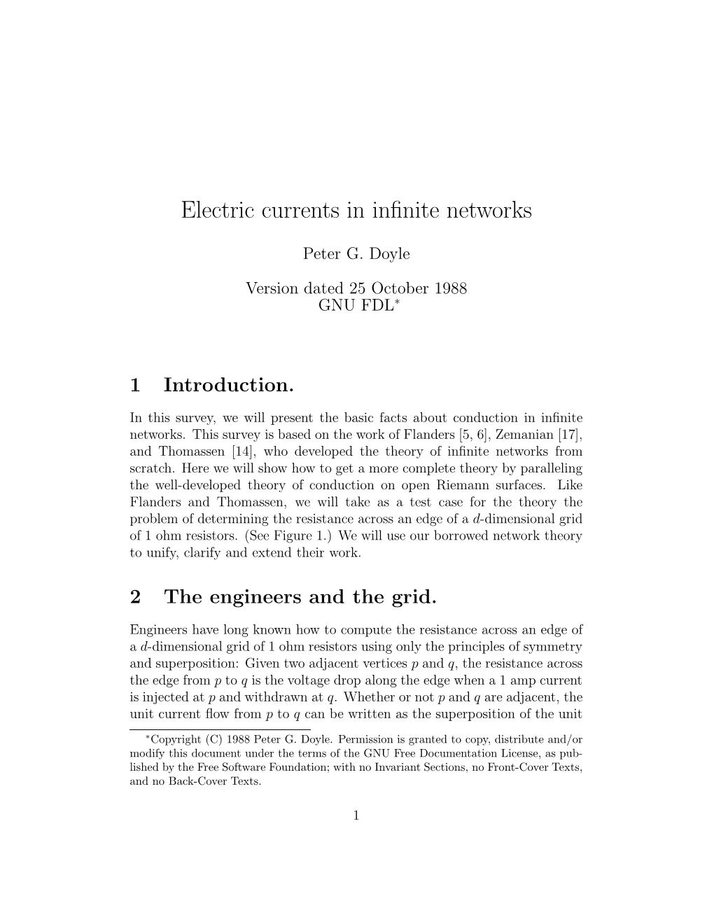 Electric Currents in Infinite Networks